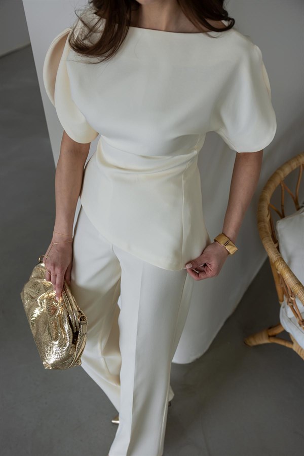 Kol Detaylı İkili Takım - KREM