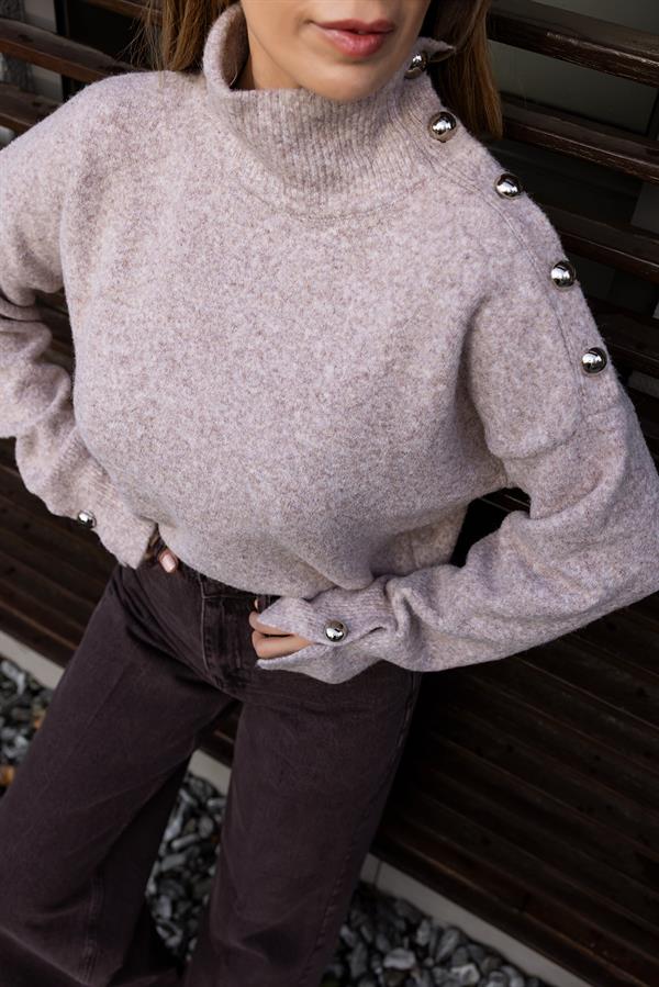 Kol Düğme Kapamalı Yumoş Kazak - TAŞ