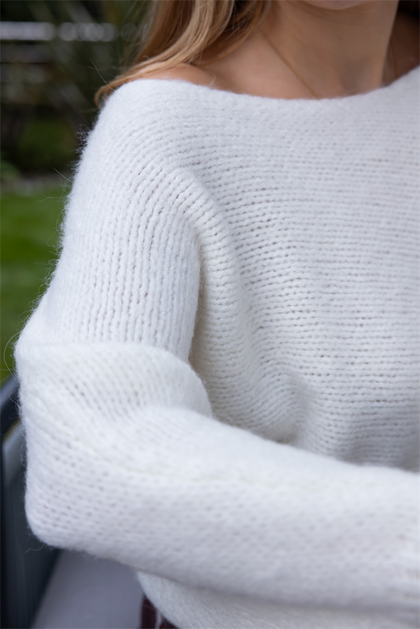 Kol Katlamalı Salaş Kazak - BEYAZ