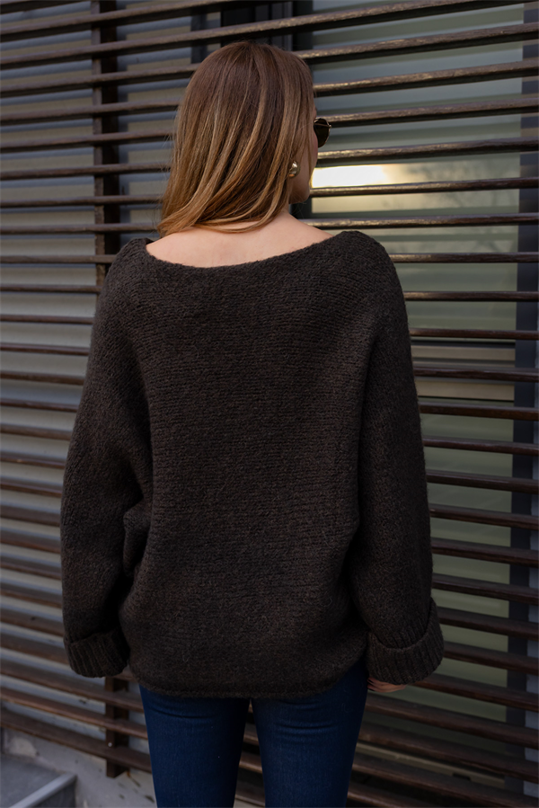 Kol Katlamalı Salaş Kazak - KAHVERENGİ