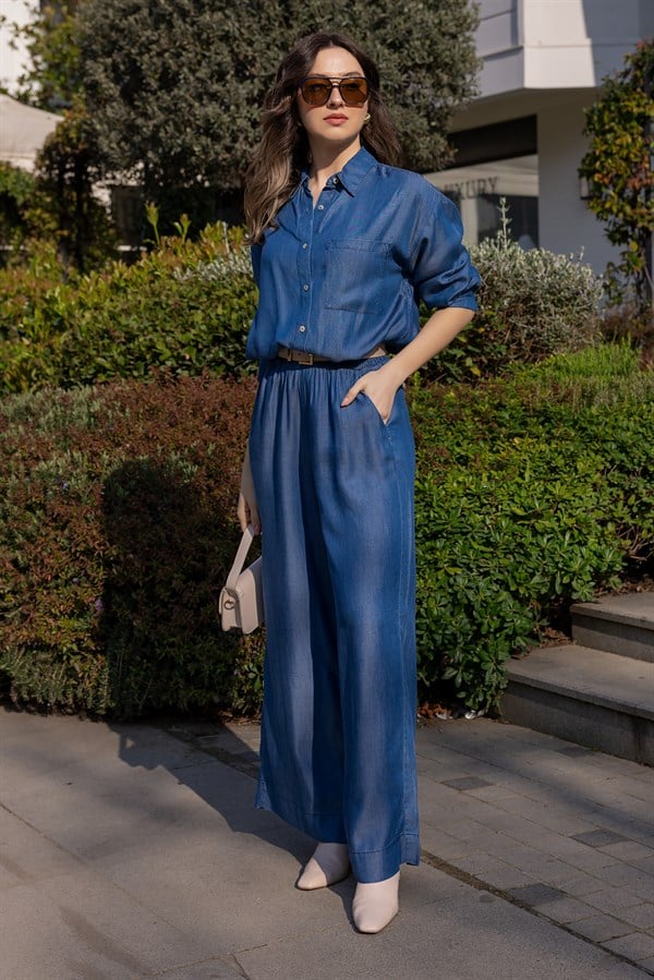 Kot Gömlek Pantolon Takım - MAVİ