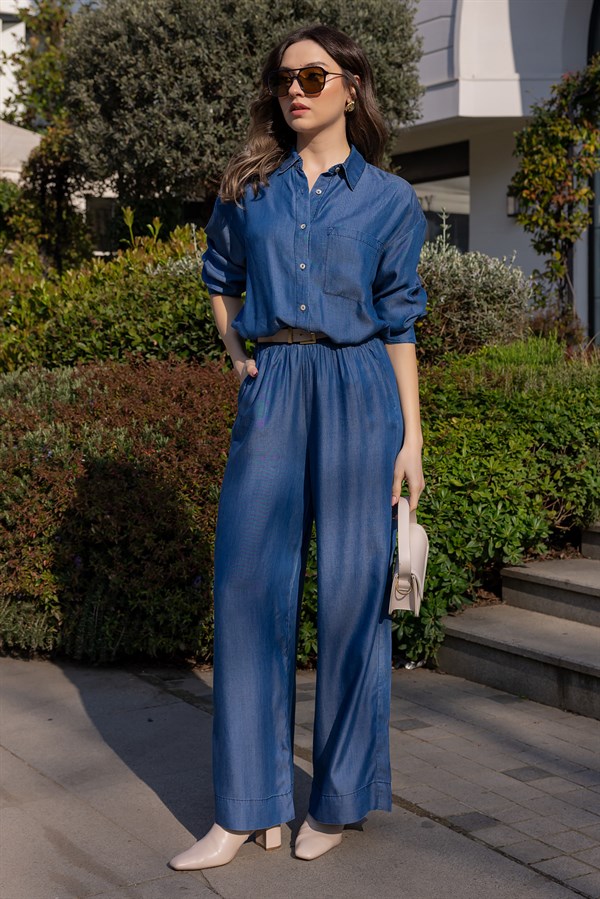 Kot Gömlek Pantolon Takım - MAVİ