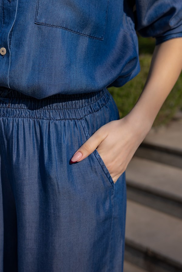 Kot Gömlek Pantolon Takım - MAVİ