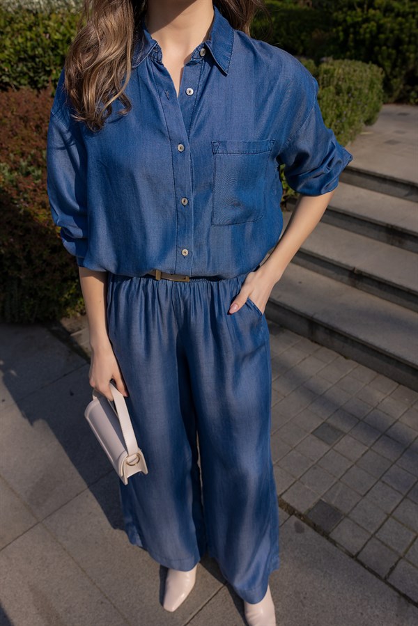 Kot Gömlek Pantolon Takım - MAVİ