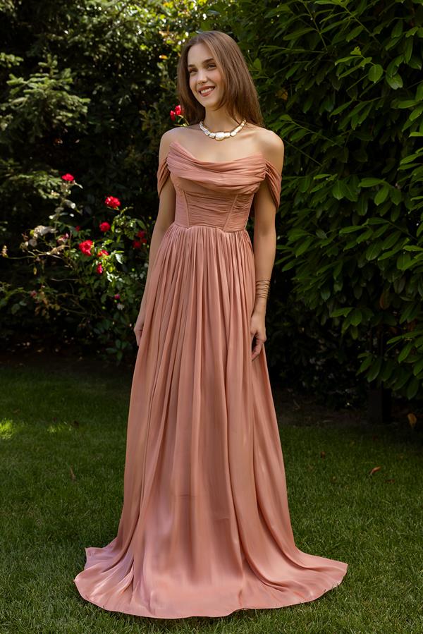 Krinkıl Pileli Saten Abiye - SOMON