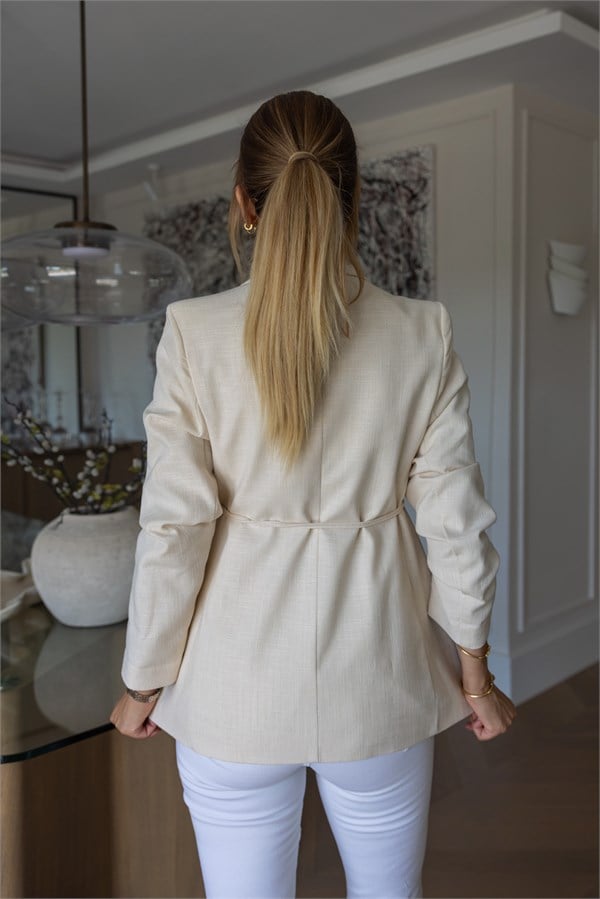Kuşaklı Blazer Ceket - BEJ