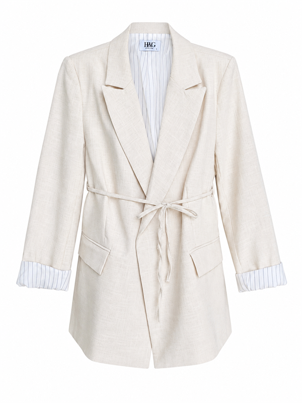 Kuşaklı Blazer Ceket - BEJ