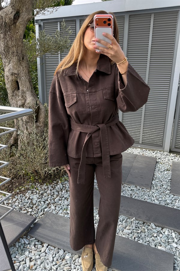 Kuşaklı İkili Takım - KAHVERENGİ