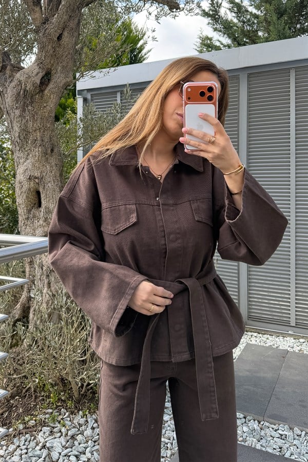 Kuşaklı İkili Takım - KAHVERENGİ