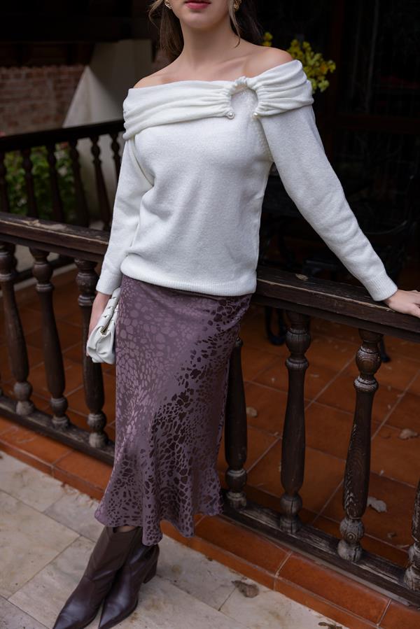 Leopar Desenli Etek - KAHVERENGİ