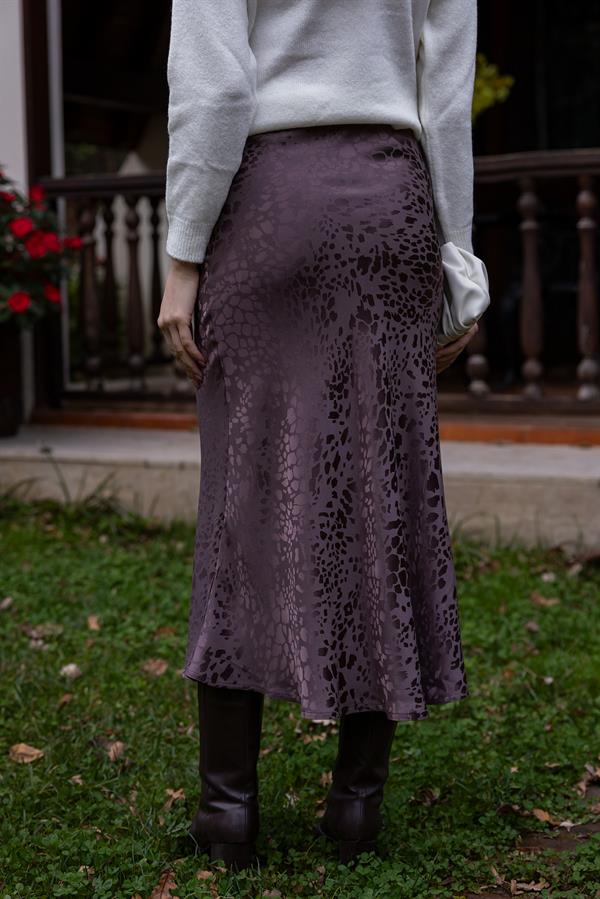 Leopar Desenli Etek - KAHVERENGİ