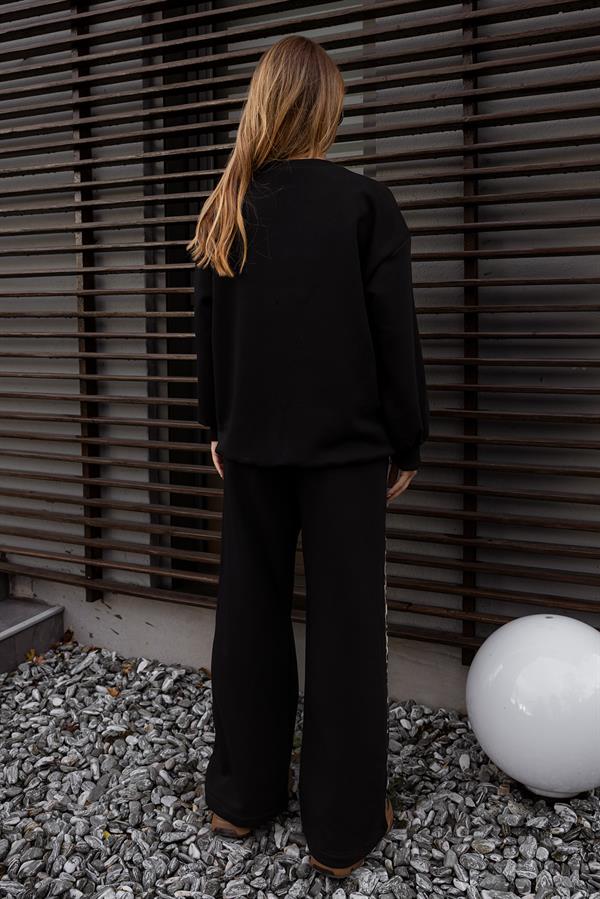 Leopar Figürlü Eşofman Takımı - SİYAH