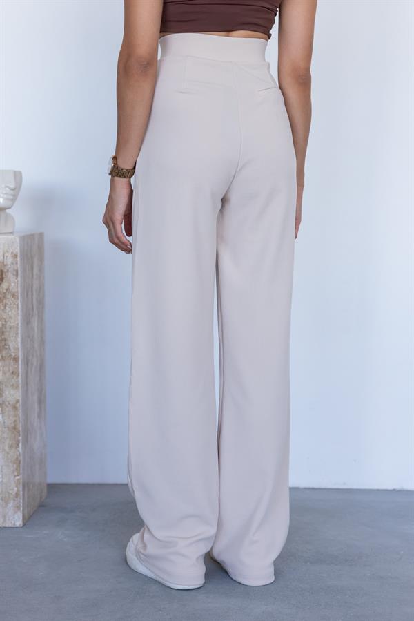 Stretch Palazzo Pants - Cream