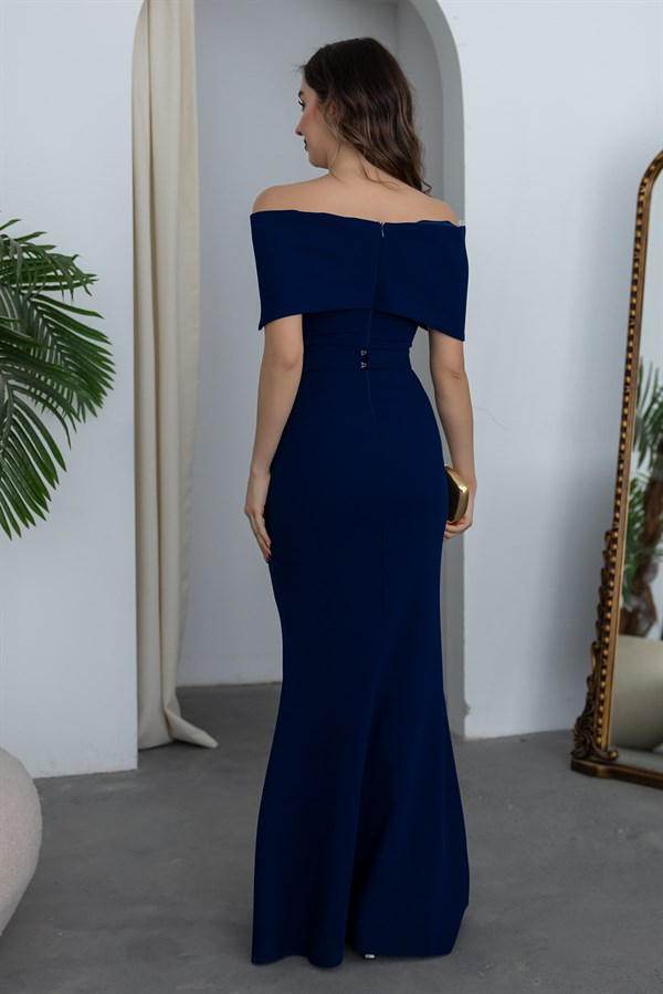 Madonna Yaka Kemerli Abiye - LACİVERT