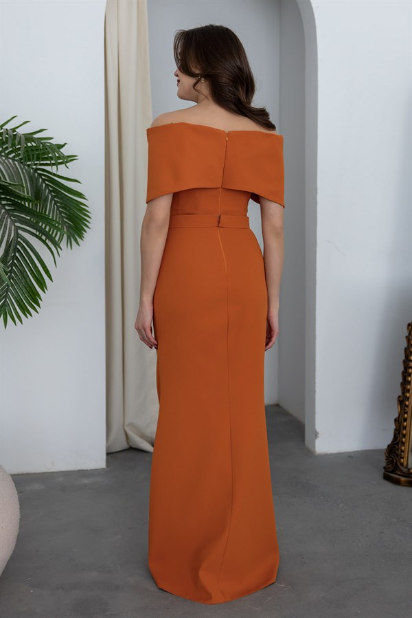 Madonna Yaka Kemerli Abiye - TURUNCU