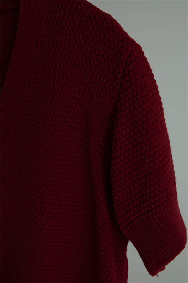 Düğme Detaylı Hırka - BORDO