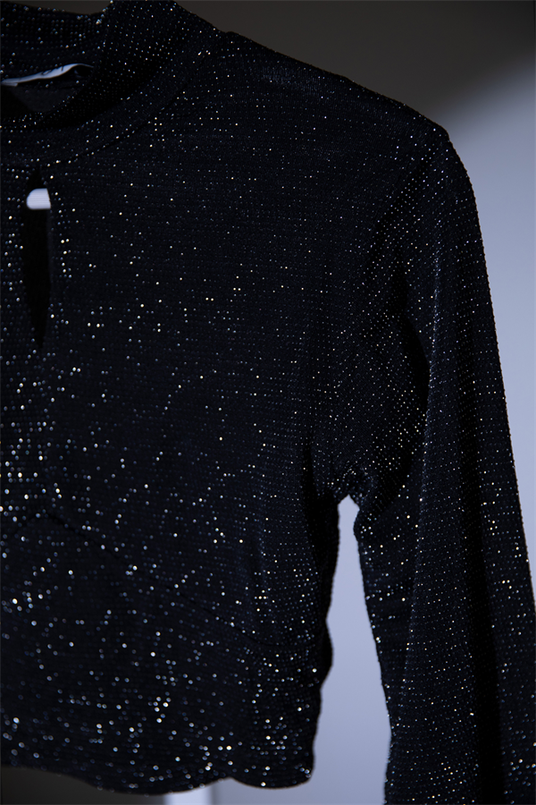 Işıltılı Crop - SİYAH