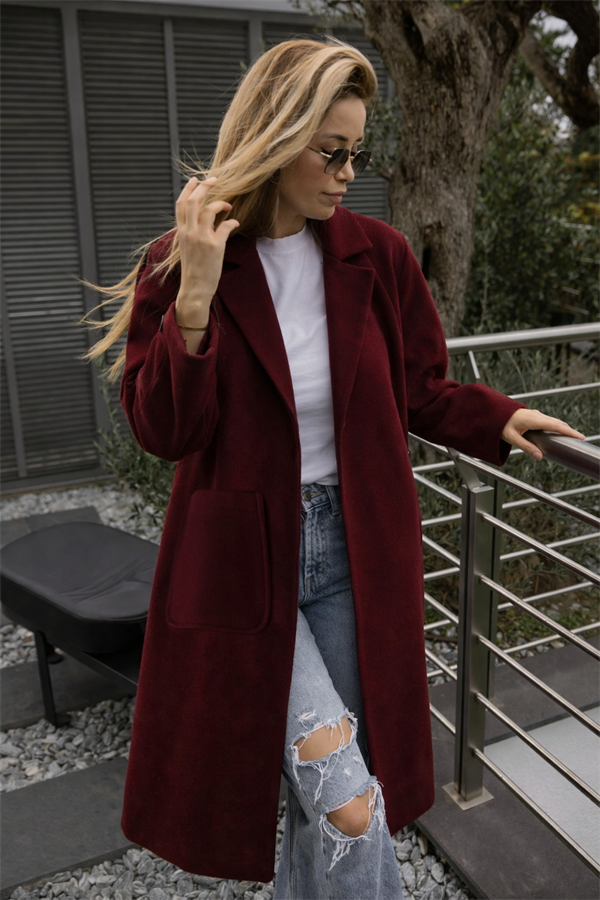 MGZ Uzun Kaşe Kaban - BORDO