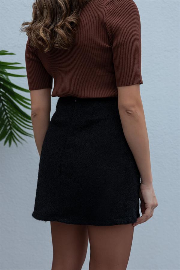 Mini Peluş Etek - SİYAH