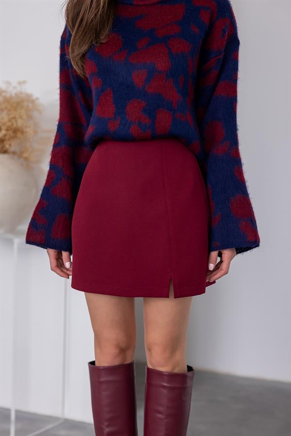 Mini Slit Skort - Burgundy