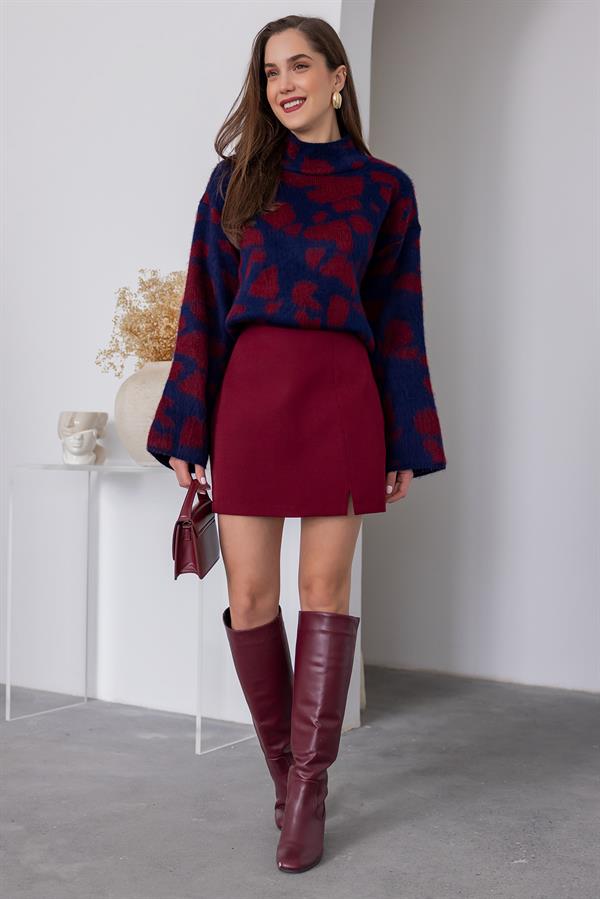 Mini Slit Skort - Burgundy