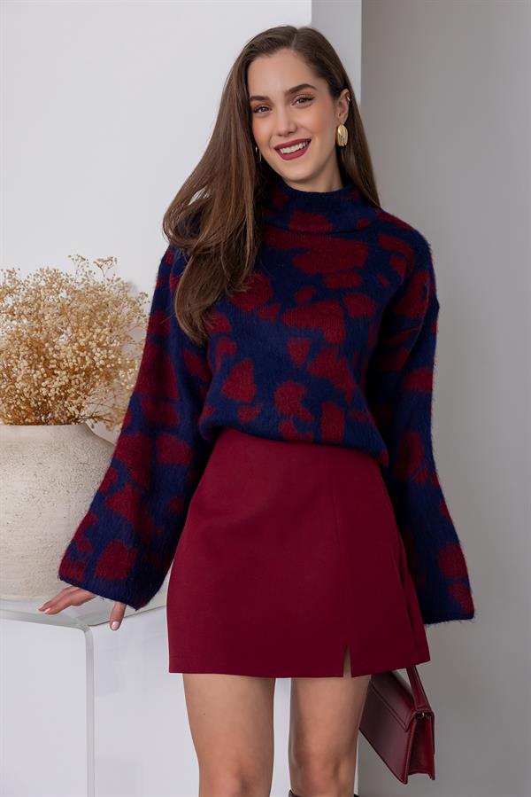 Mini Slit Skort - Burgundy