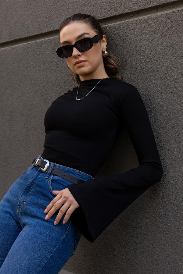 Modal İspanyol Kol bluz - SİYAH
