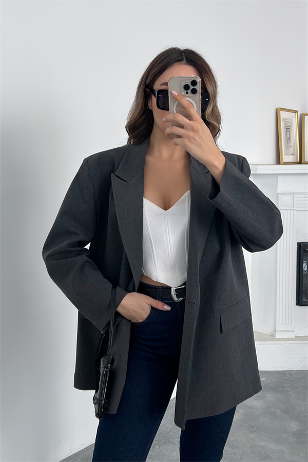 Oversize Blazer Ceket - ANTRASİT