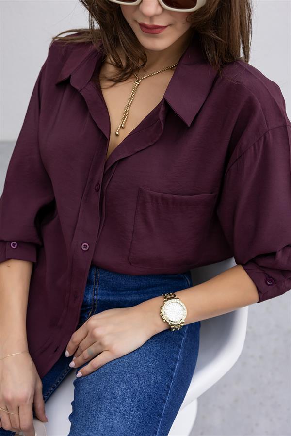 Oversize Tensel Gömlek - MÜRDÜM