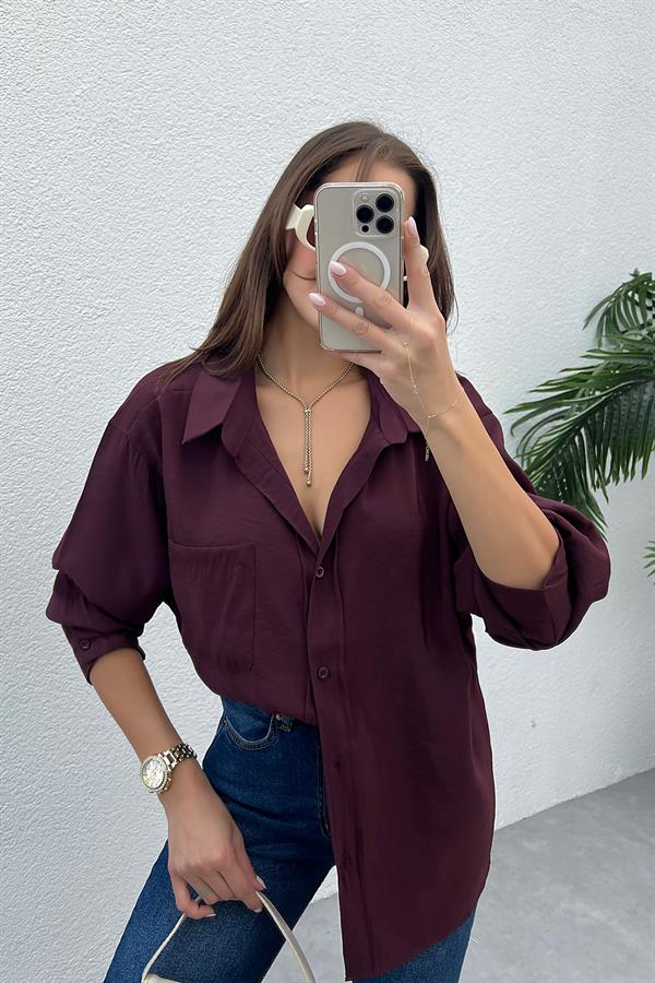 Oversize Tensel Gömlek - MÜRDÜM