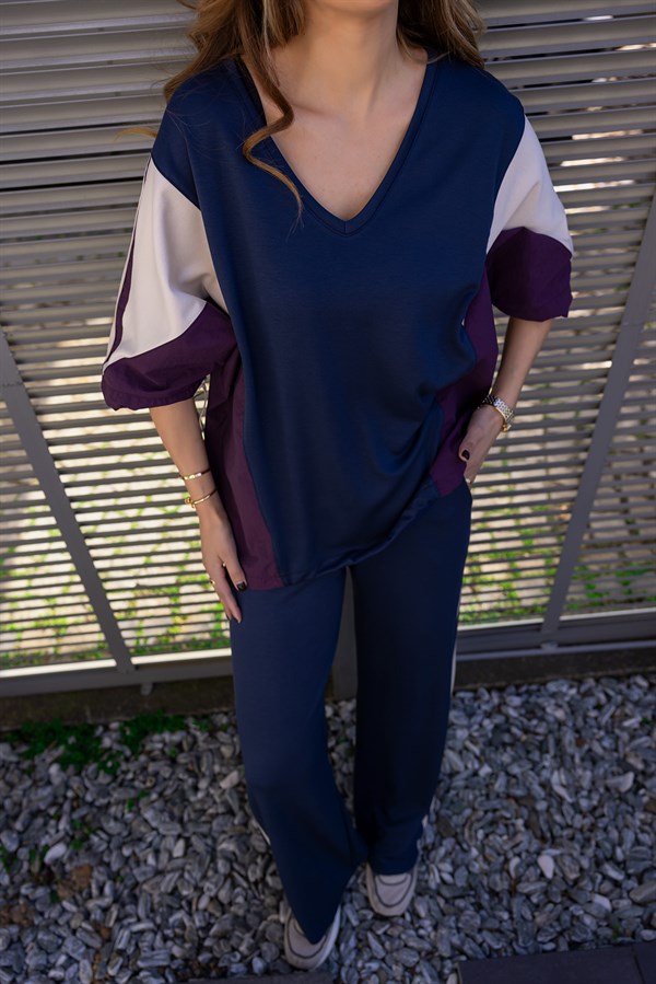 Parçalı Modal Takım - LACİVERT