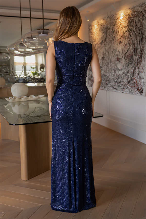 Payetli Anvelop Abiye - LACİVERT