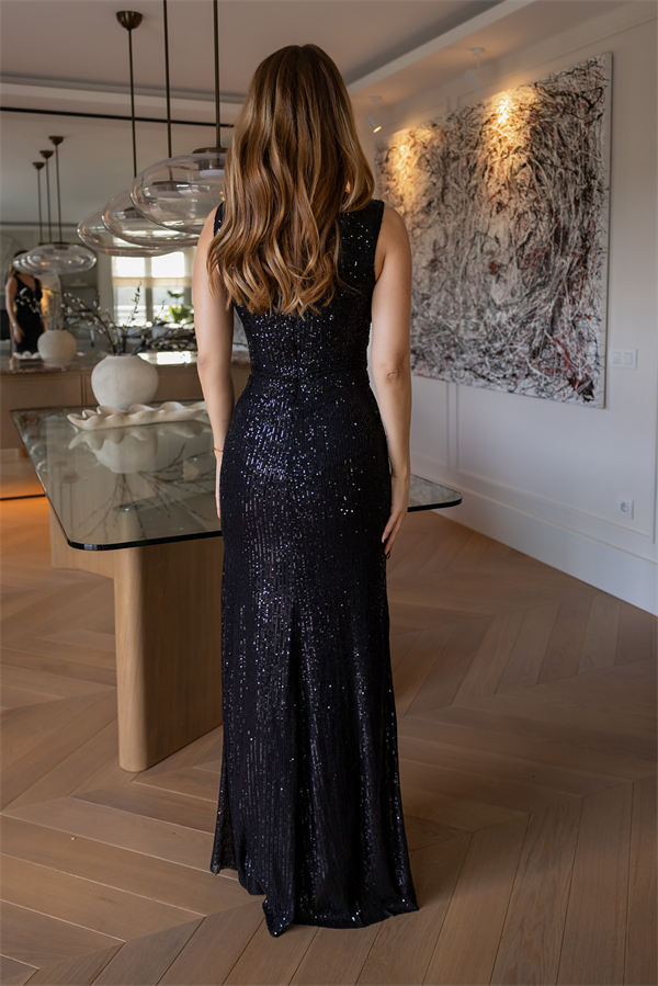 Payetli Anvelop Abiye - SİYAH