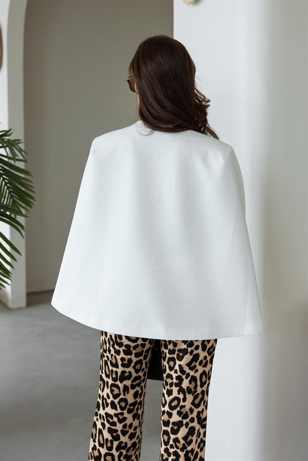 Pelerinli Ceket - EKRU