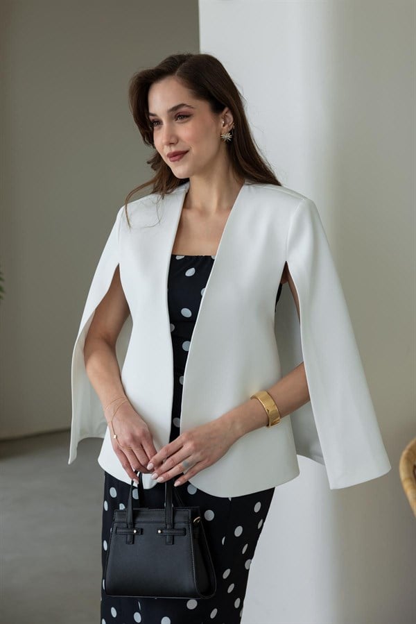 Pelerinli Ceket - EKRU