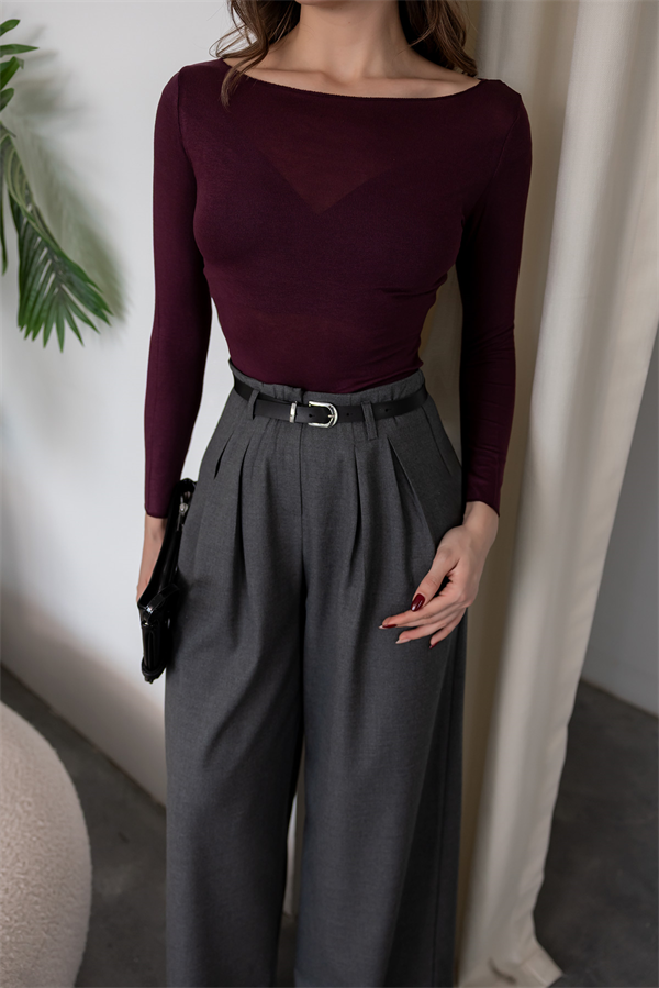 Pensli Kemerli Palazzo Pantolon - GRİ