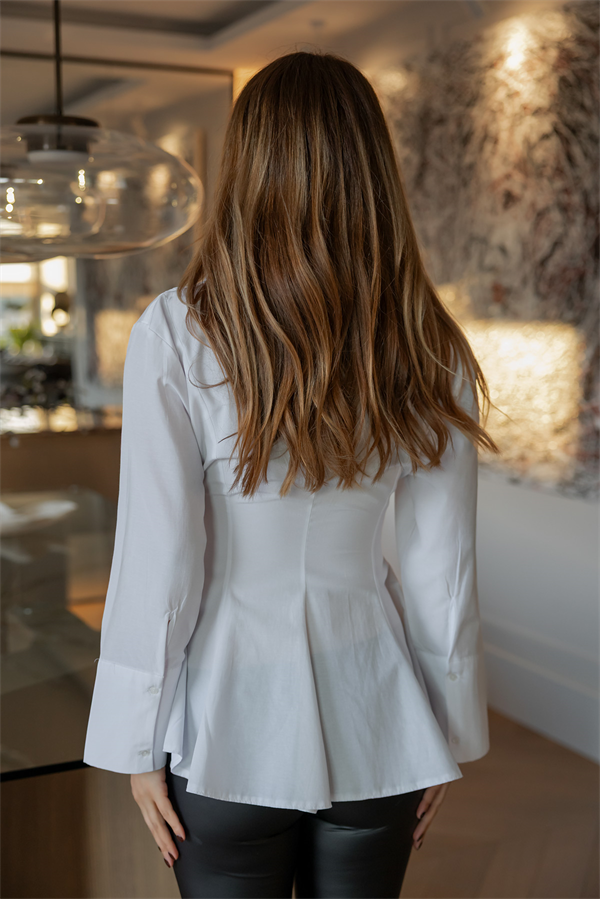 Pileli Poplin Gömlek - BEYAZ