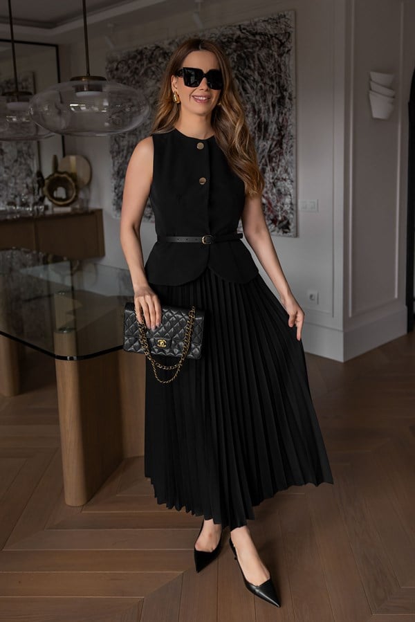 Piliseli Etekli Takım - SİYAH