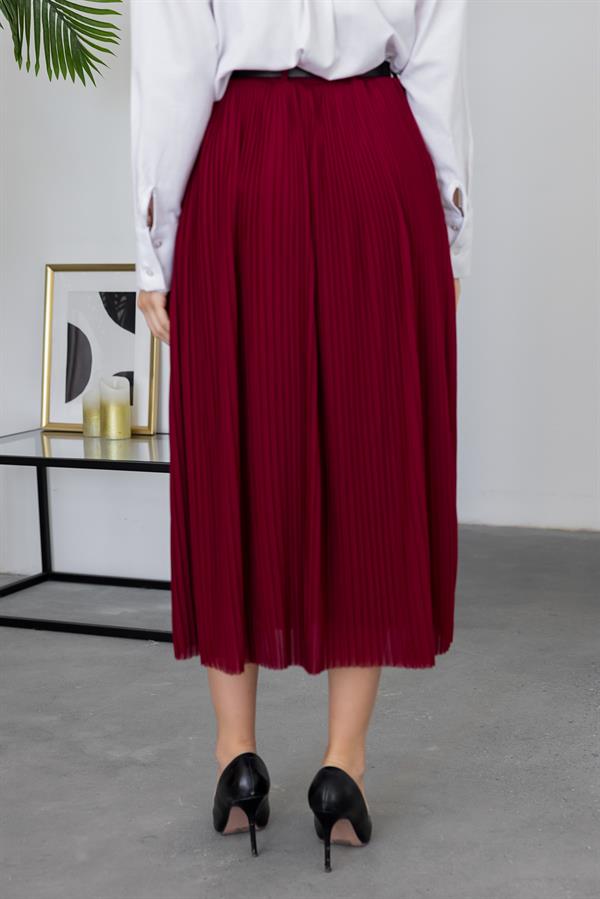 Piliseli Kemerli Etek - BORDO