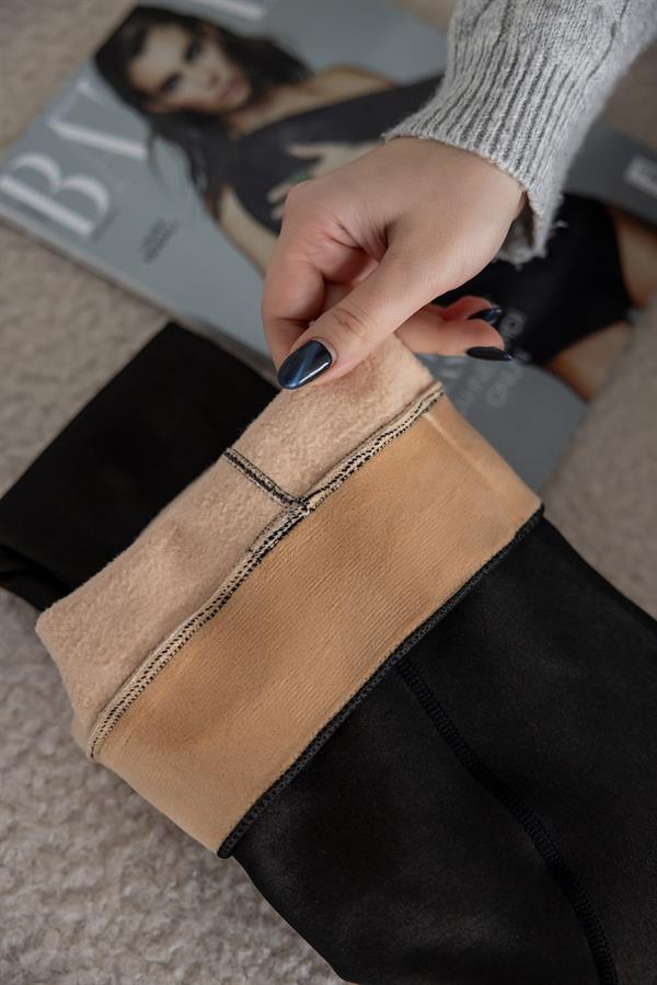 Fleece-Lined Sock Leggings - Black