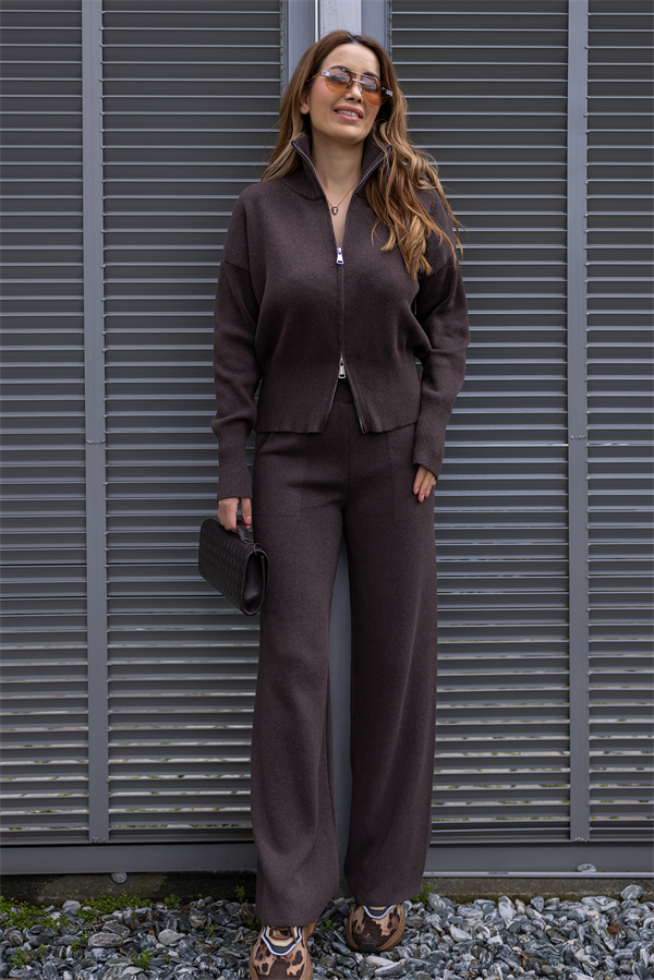 Premium Çift Fermuarlı Takım - KAHVERENGİ