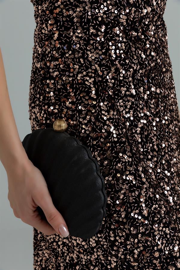 Premium Payetli Elbise - BRONZ