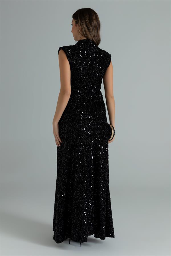 Premium Payetli Elbise - SİYAH