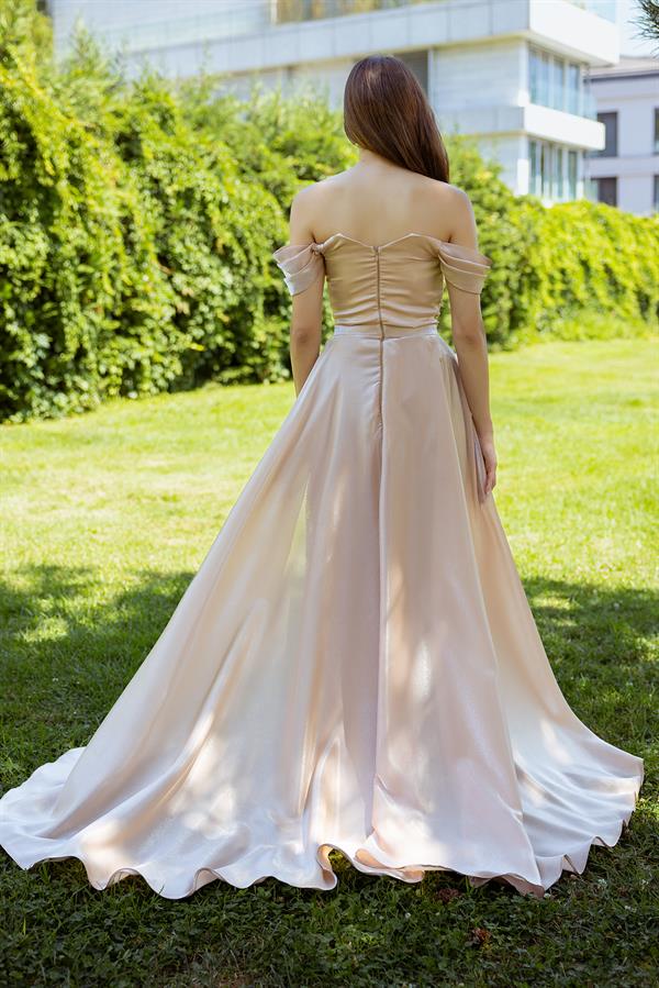 Pul İşlemeli Tasarım Abiye - GOLD