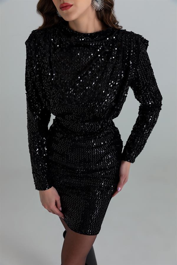 Sequin Mini Gown - Black