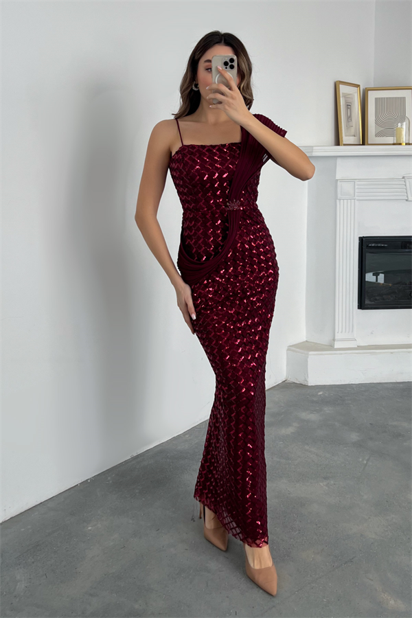 Pul Payet Misinalı Abiye - BORDO