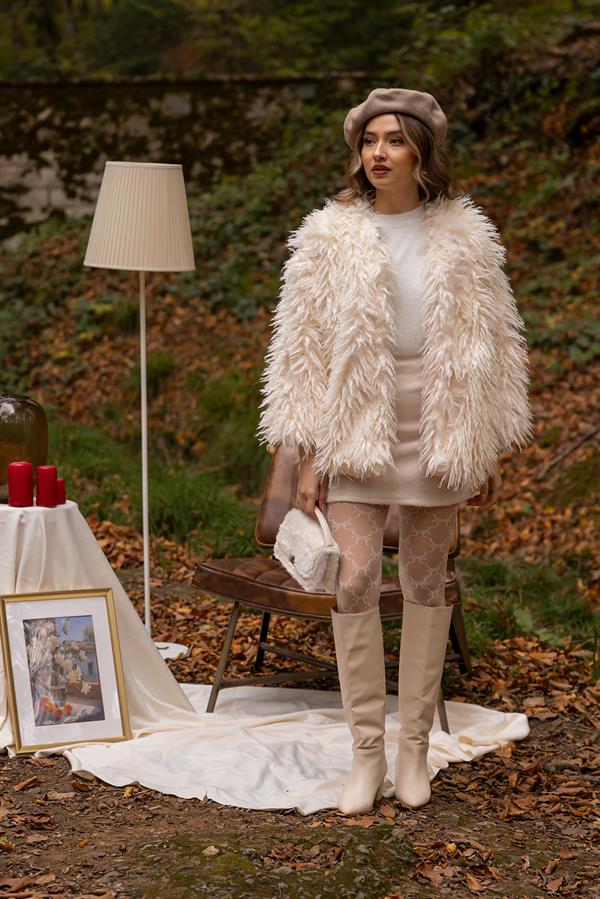 Saçaklı Kürk - KREM