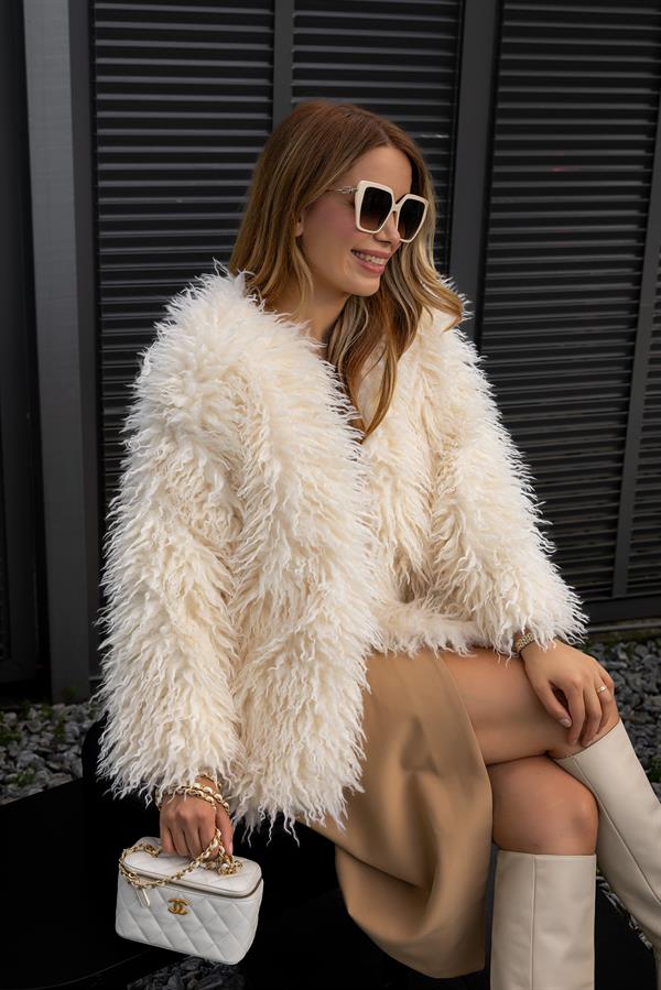 Saçaklı Kürk - KREM