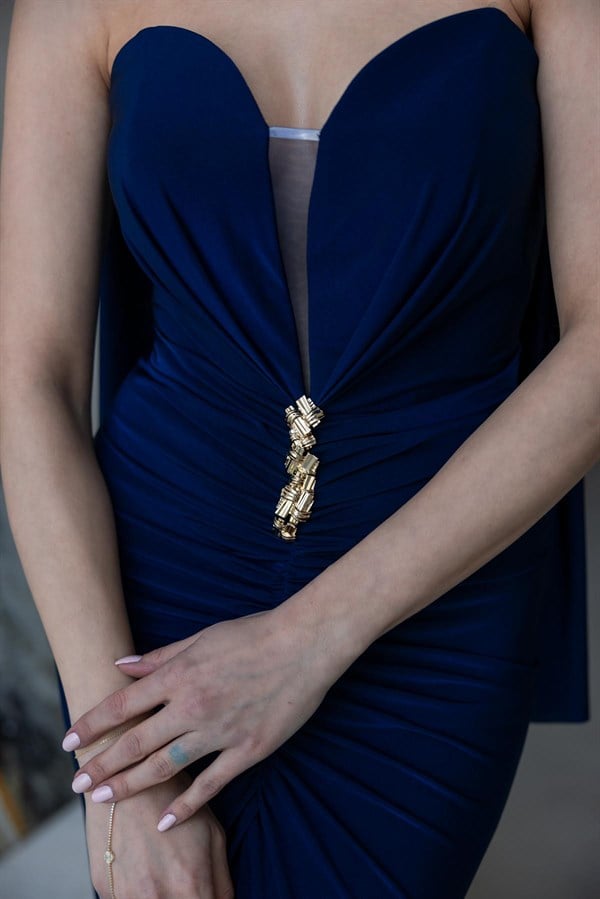 Şal Detay Abiye - LACİVERT