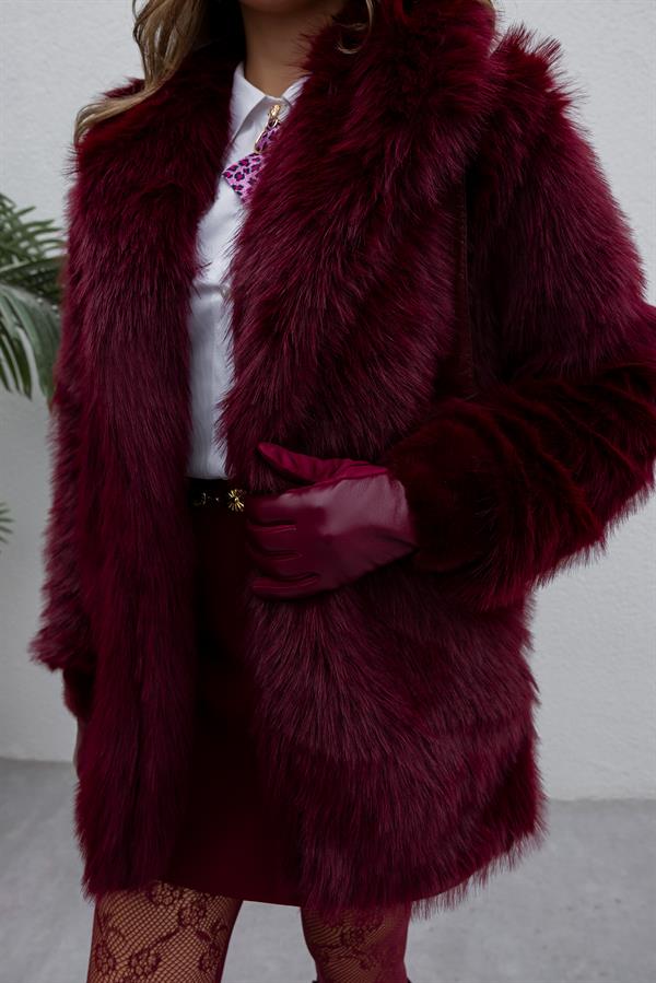 Şal Yaka Kürk - BORDO